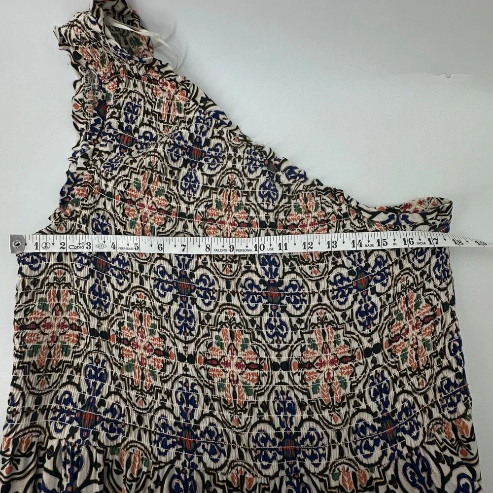 Knox Rose One Shoulder Tiered Maxi Dress XL Multicolor Smocked Boho Festival‎